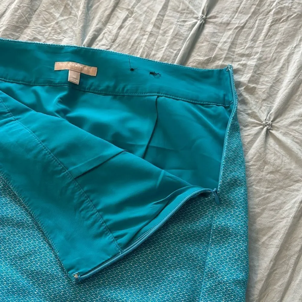 *Banana Republic* Sz 10 Lined Linen/Cotton Blend Tweed Turquoise Pencil Skirt